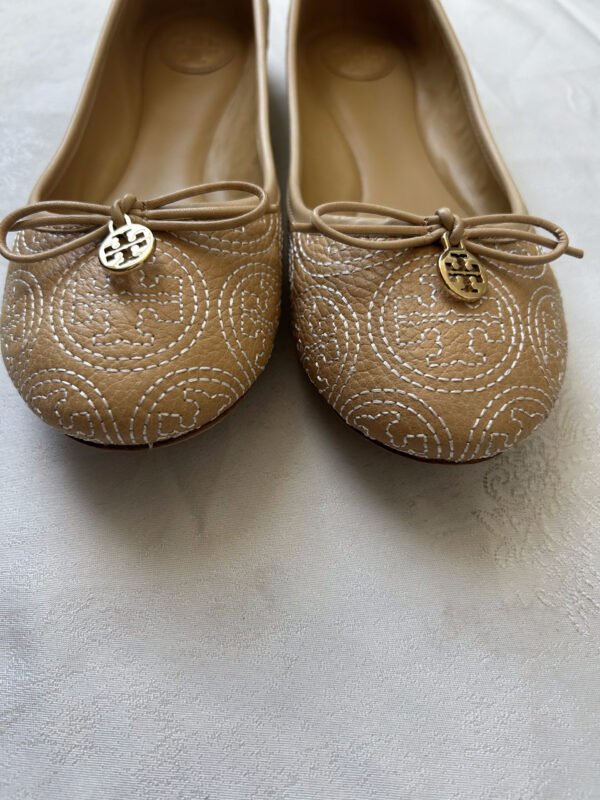 3 TB Tory Burch Chelsea Ballet Flat Leather Stitched