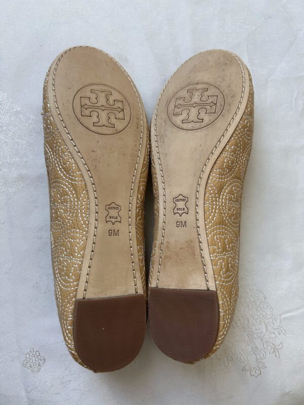3 TB(1) Tory Burch Chelsea Ballet Flat Leather Stitched