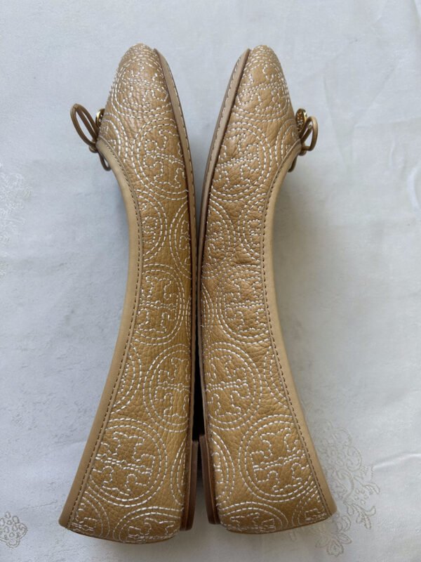 3 TB(2) Tory Burch Chelsea Ballet Flat Leather Stitched