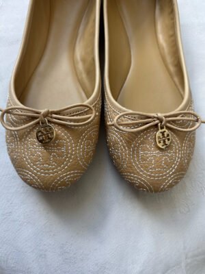 Tory Burch Chelsea Ballet Flat Leather Stitched