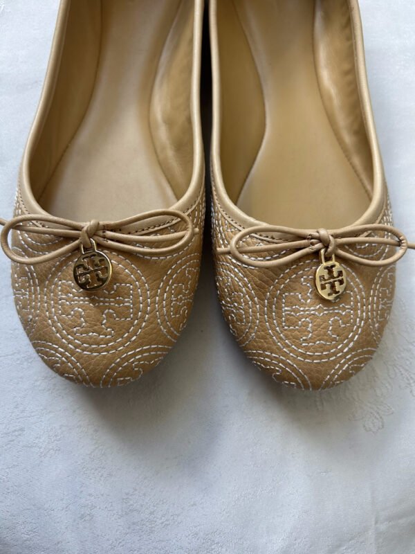 3 TB(3) Tory Burch Chelsea Ballet Flat Leather Stitched